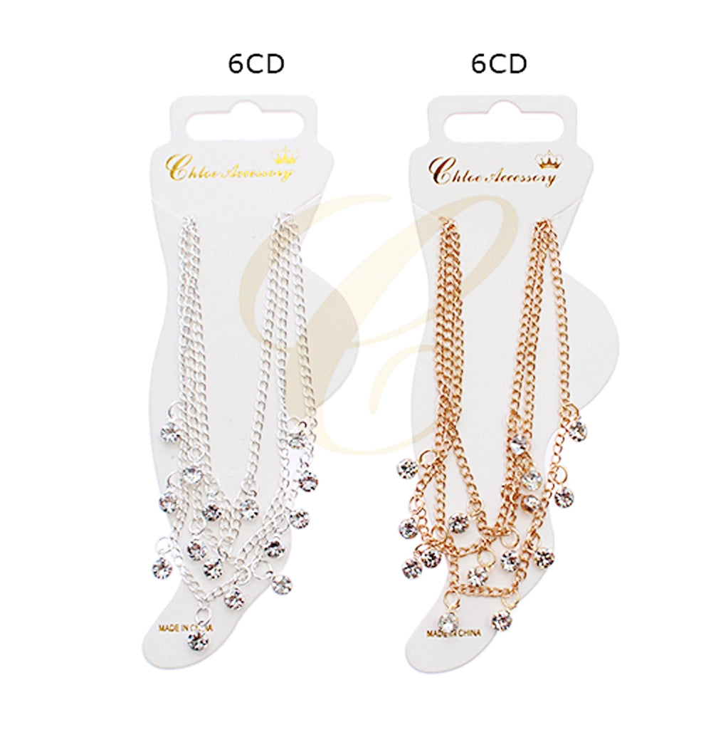 Dazzling Layers: The Sparkling Crystal Chain Anklet (Gold & Silver Options)