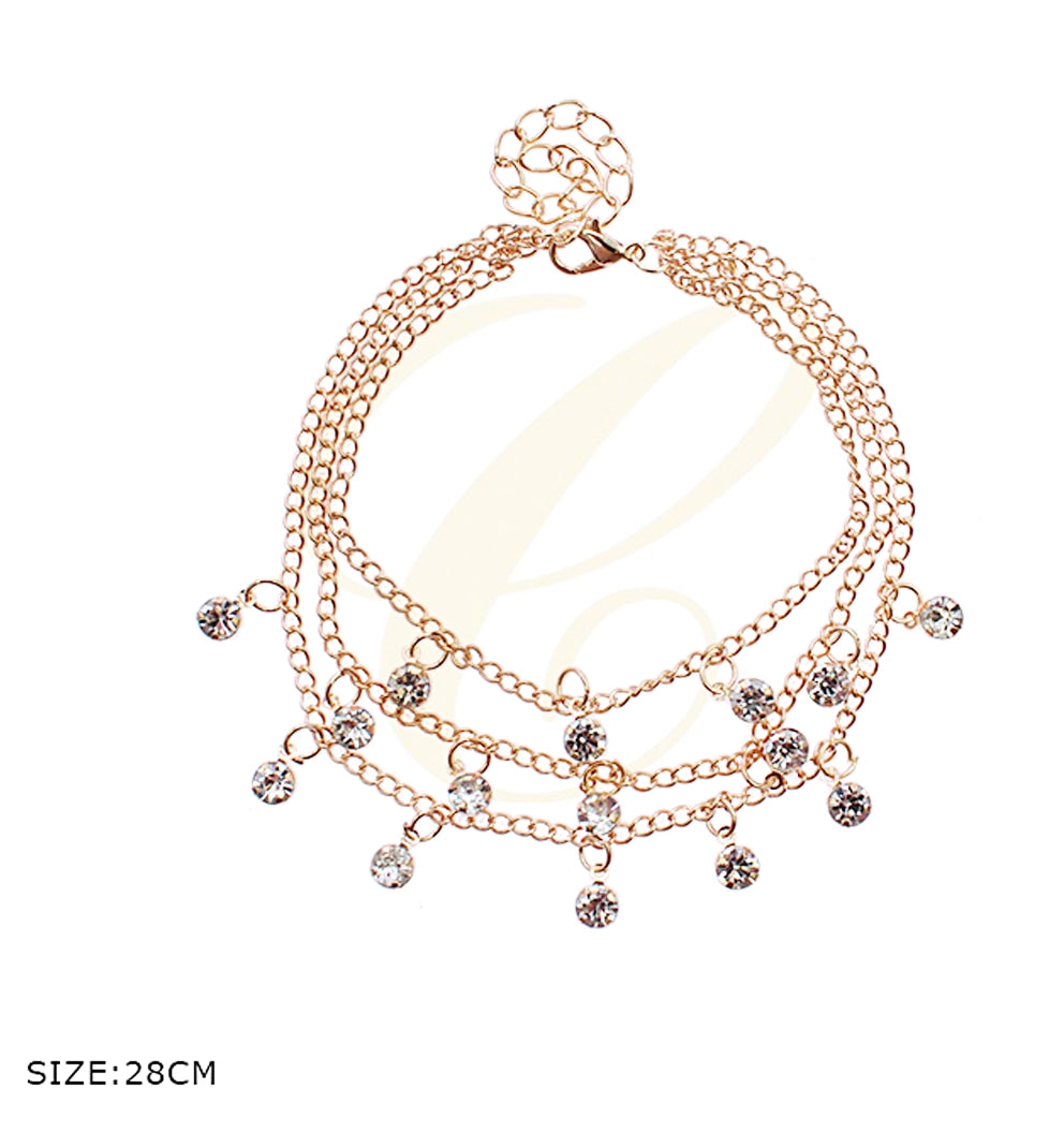 Dazzling Layers: The Sparkling Crystal Chain Anklet (Gold & Silver Options)