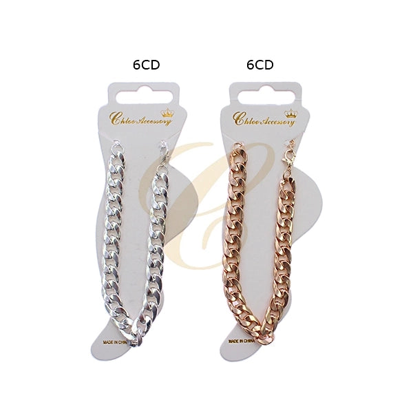 Gold & Silver Chunky Cuban Link Anklet – High-Polished Curb Chain Foot Jewelry for Women – Adjustable Hip Hop Style Ankle Bracelet (RAK-0063GS)
