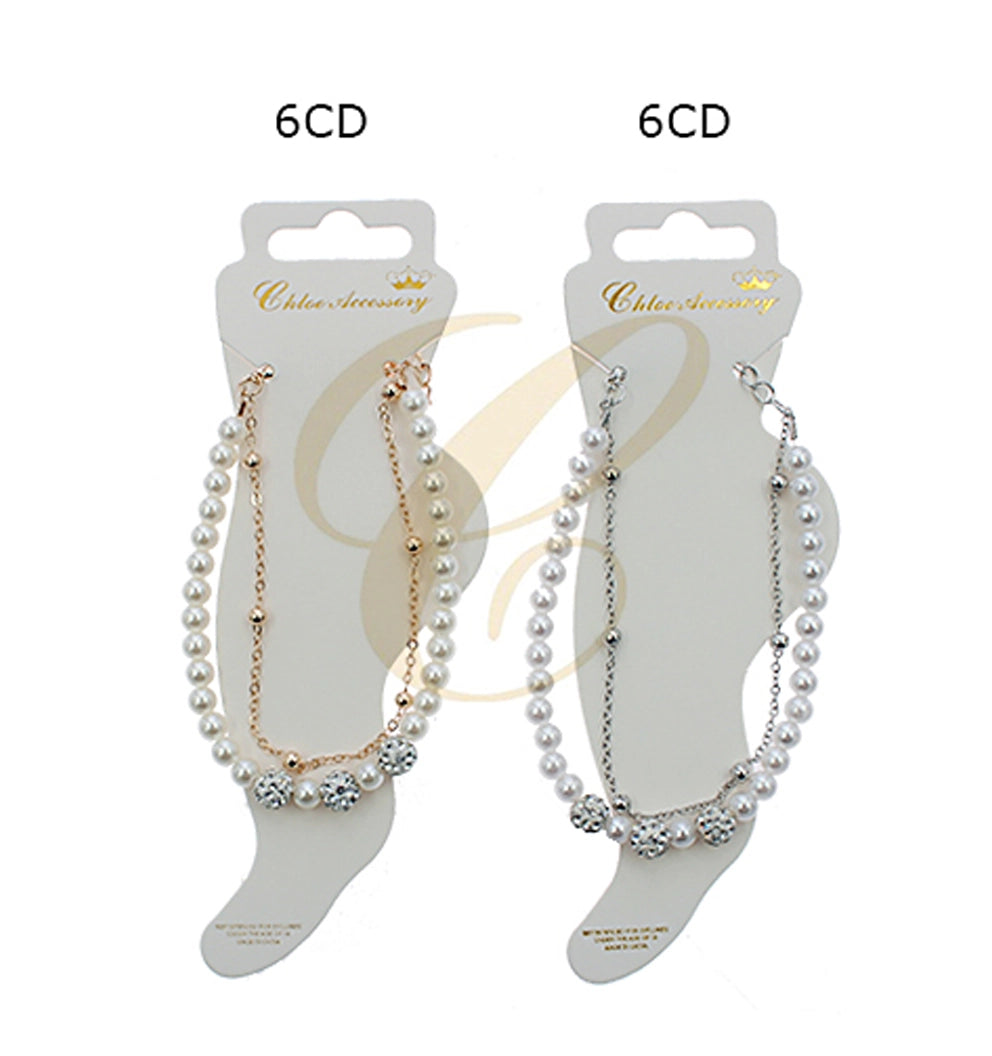 Elegant Layered Faux Pearl Anklet | Dainty Two-Layer Ankle Bracelet