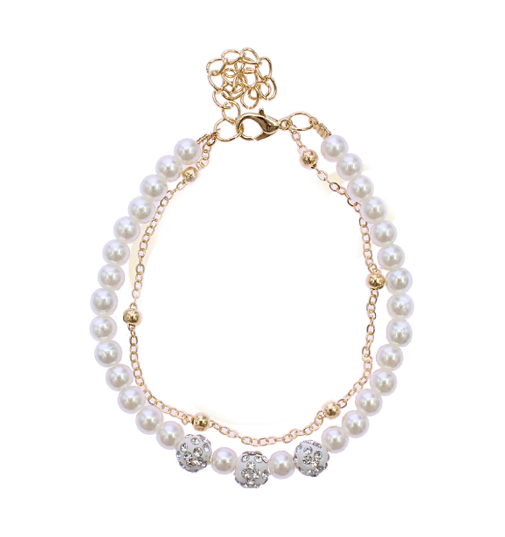 Elegant Layered Faux Pearl Anklet | Dainty Two-Layer Ankle Bracelet