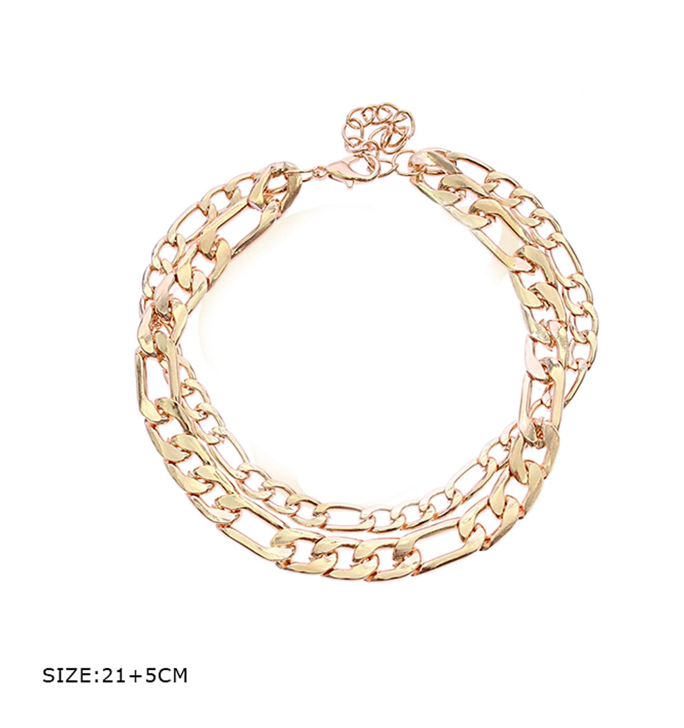 Luxurious Layered Chain Bracelet | Gold-Tone Chunky Link Style