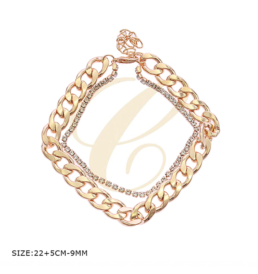 Dazzling Layered Cuban Link Bracelet/Anklet – Sparkle & Edge!