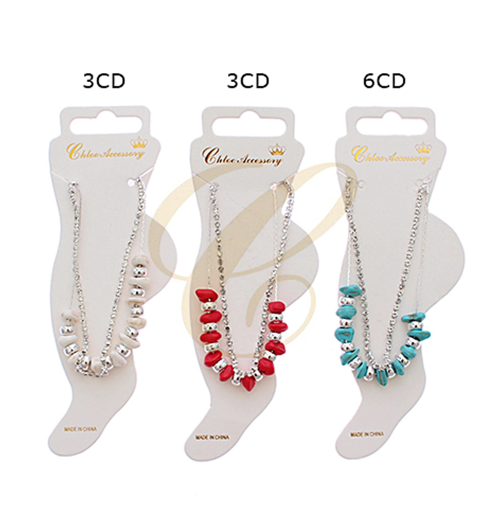 Bohemian Teardrop Beaded Anklet | Elegant Silver Chain Ankle Bracelet