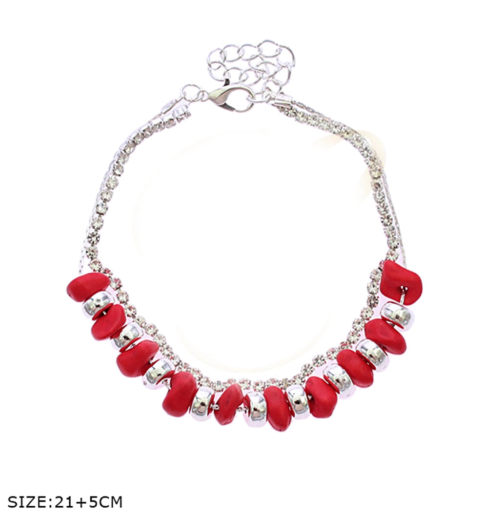 Bohemian Teardrop Beaded Anklet | Elegant Silver Chain Ankle Bracelet