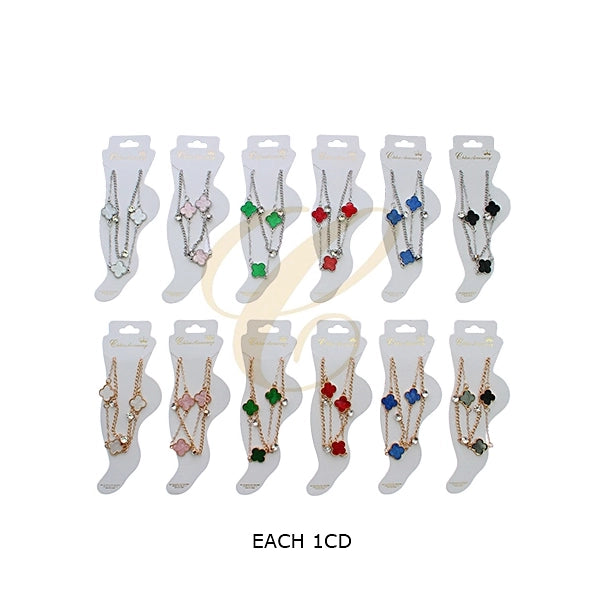 Elegant Double-Layered Clover Charm Bracelet (RAK-0151R)