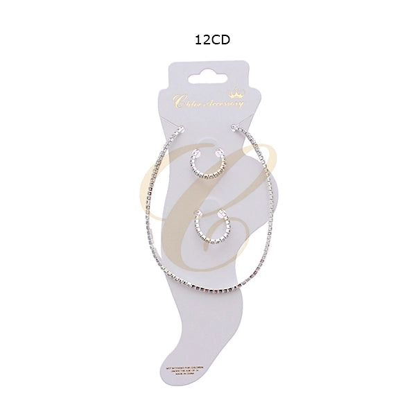Sparkling Rhinestone Anklet & Toe Ring Set – 3-Piece Silver Tone Crystal Jewelry (RAK-0154SC)