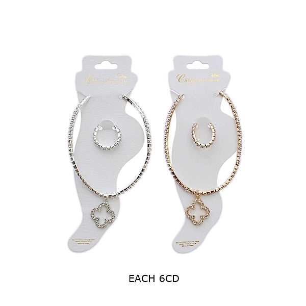 Sparkling Clover Rhinestone Anklet & Toe Ring Set (RAK-0183GS)