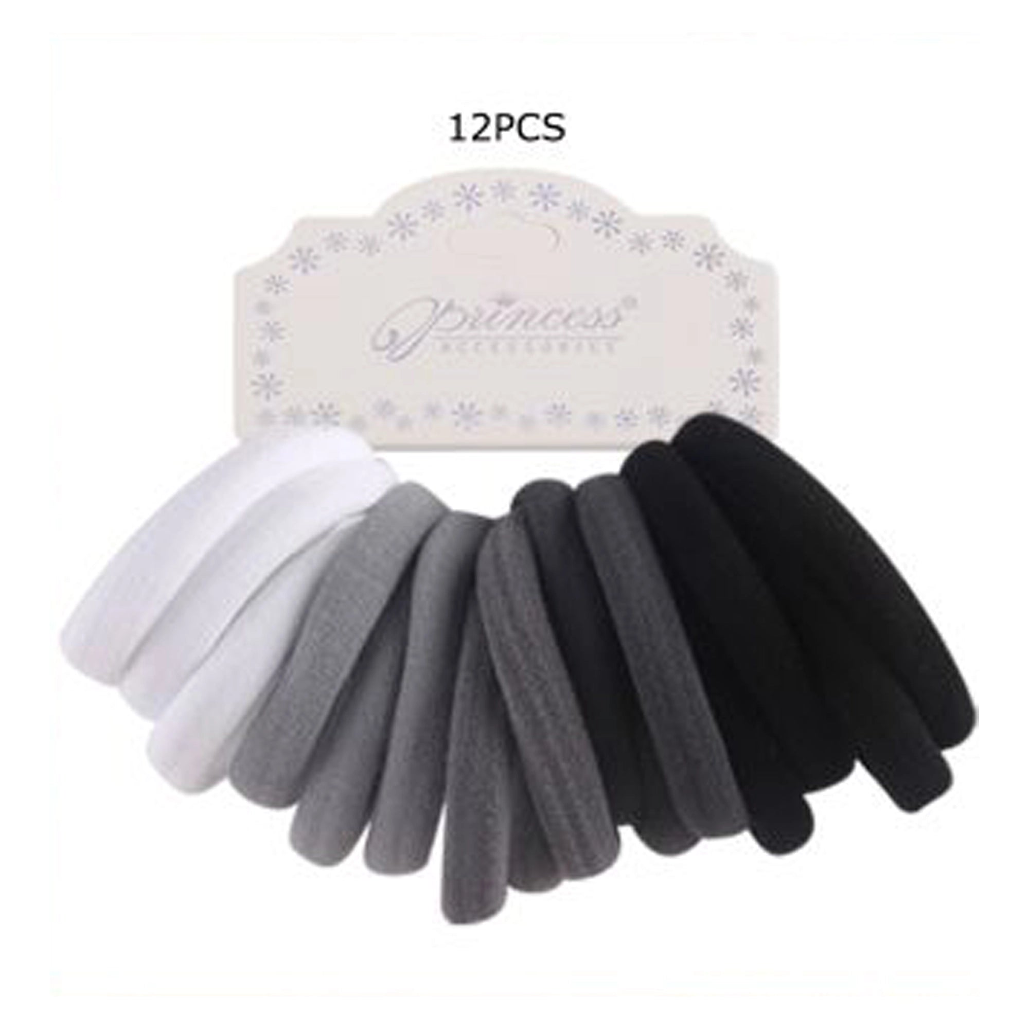 Seamless Cotton Hair Ties - Neutral Grayscale Elastic Hair Bands (RB-010GY)