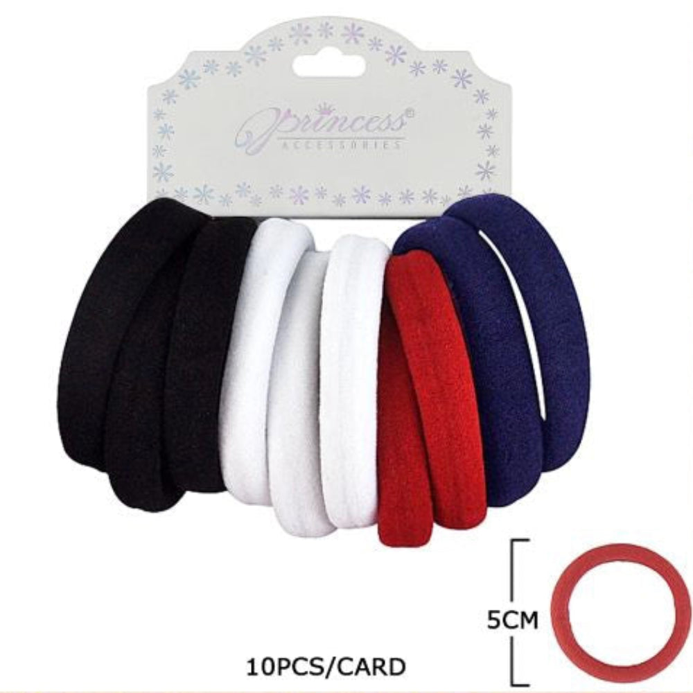 Thick Seamless Cotton Hair Ties - 10-Pack Multicolored No-Damage Elastic Ponytail Holders (RB-011E)
