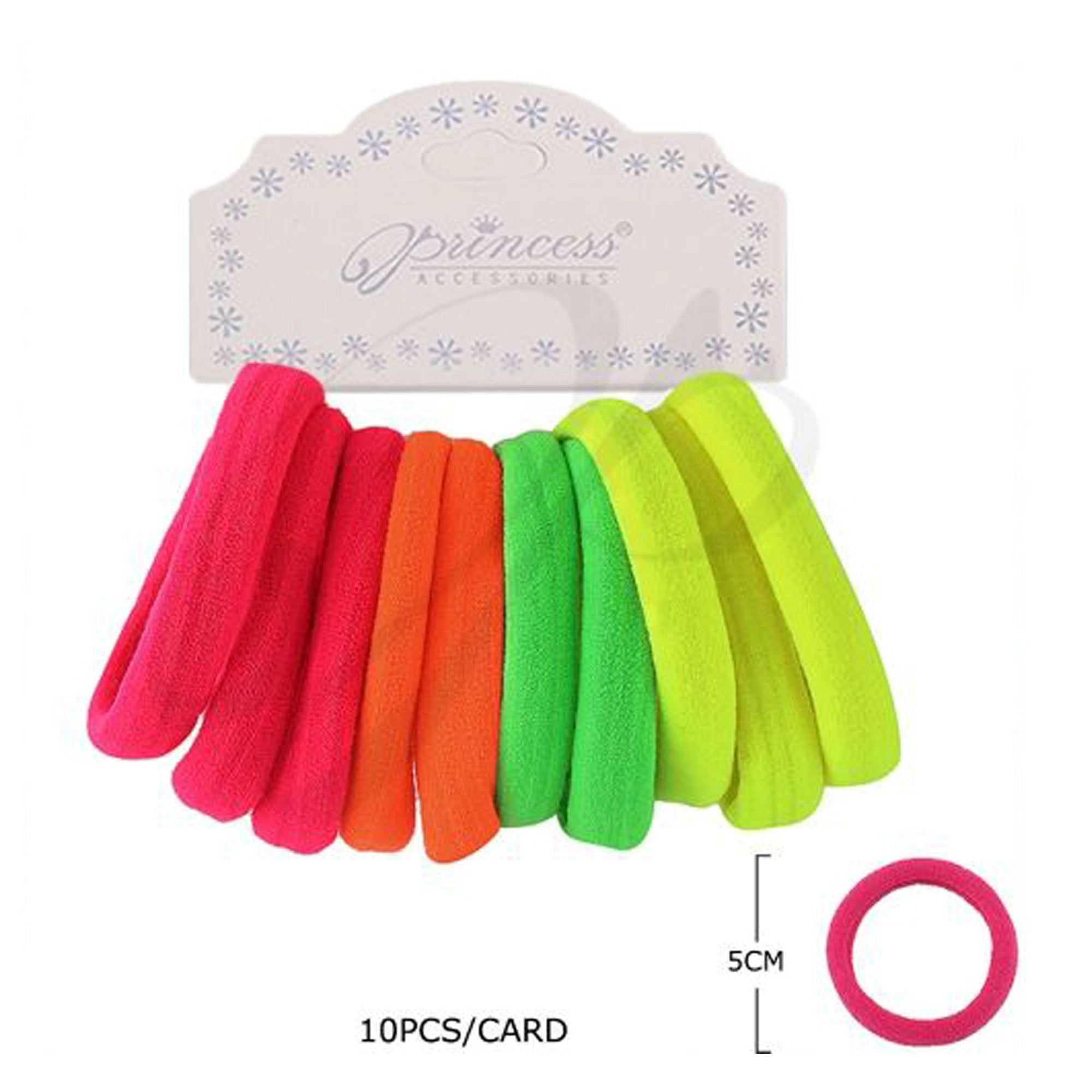 Neon Seamless Hair Ties - 10-Piece Bright Elastic Ponytail Holders (RB-011NE1)