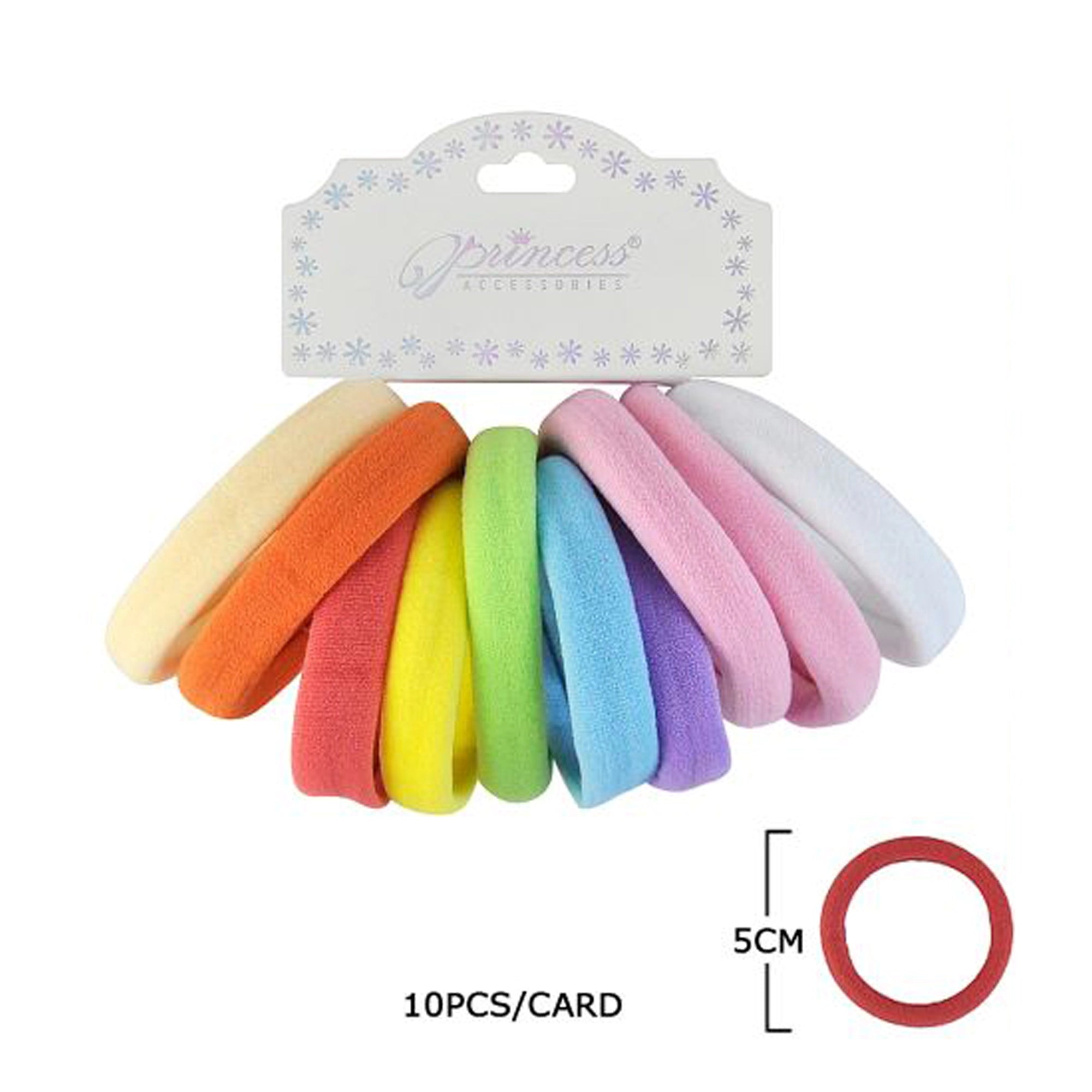Multi-Colored Seamless Cotton Hair Ties - 10-Piece Set (RB-011PH)