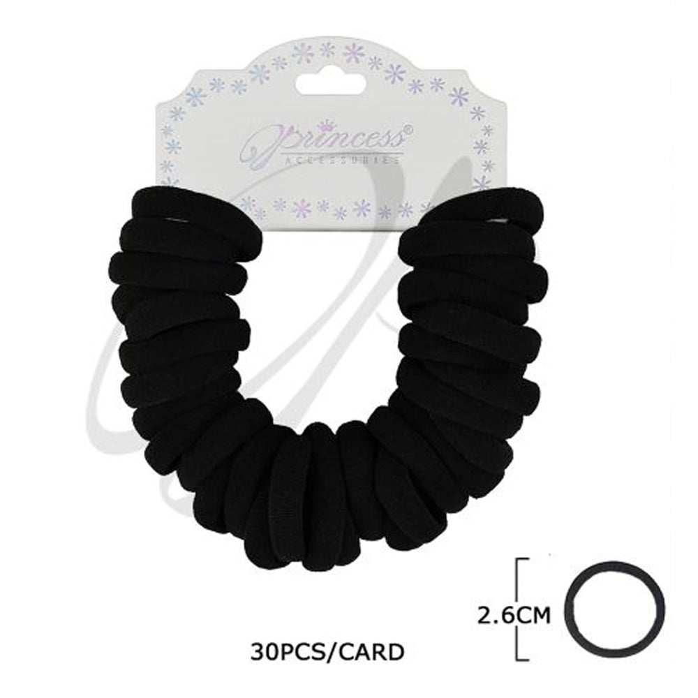 Seamless Black Elastic Hair Ties – 30 Piece Pack (RB-32002BK)