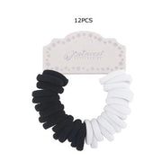 No-Crease Cotton Stretch Hair Ties – 30 Piece Bulk Set – Black & White Seamless Ponytail Holders (RB-32002BW)