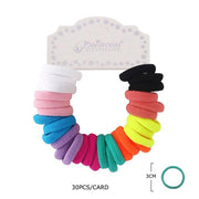 Seamless Cotton Elastic Hair Ties - 30pc/12pc Vibrant Multi-Color Pony Tail Holders (RB-32002M)