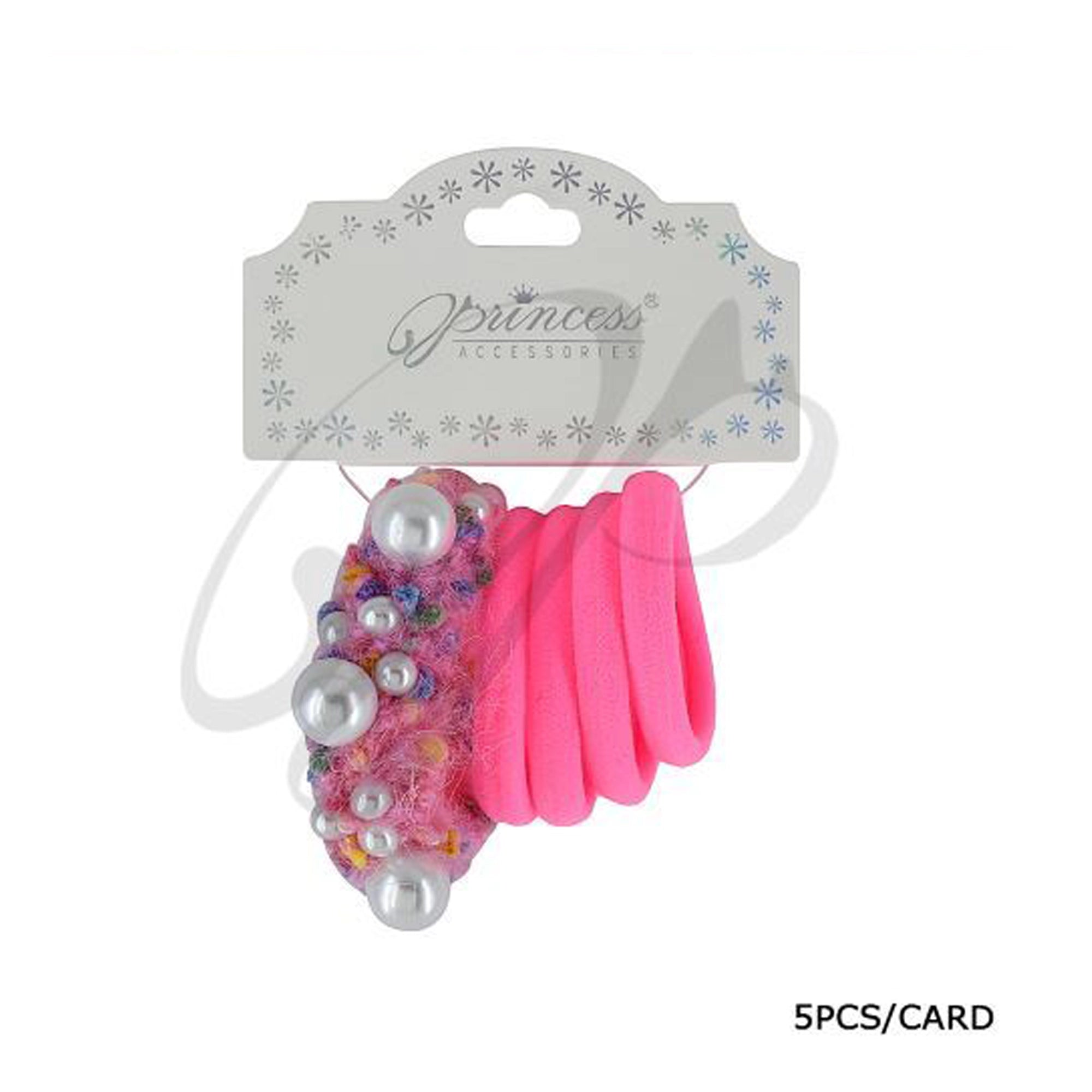 5pc Pearl & Textured Scrunchie Set – Elegant Elastic Hair Ties for Girls & Women – Assorted Colors (RB-51104M)