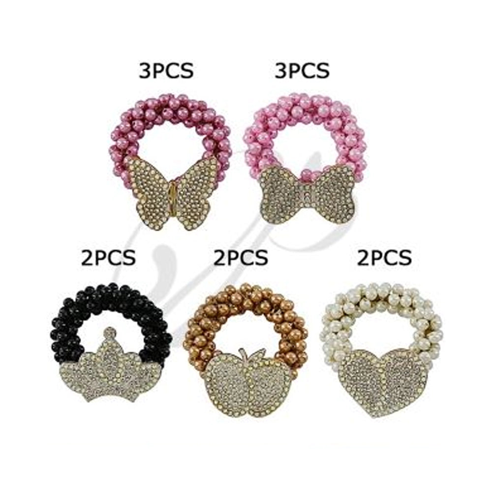 Beaded Bow Hair Tie – Elegant & Playful Accessory (RB-51249M)