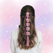 39cm Kids Colorful Floral Hair Extensions - Gradient Braided Ponytail with Elastic Band (RB-51267M)