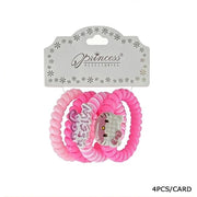 Spiral Hair Coil Ties – Set of 4 Colorful Elastic Bracelet Ponytail Holders for Kids (RB-51274M)