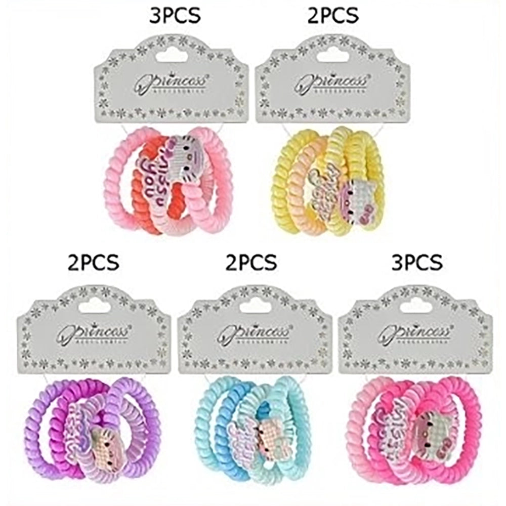Spiral Hair Coil Ties – Set of 4 Colorful Elastic Bracelet Ponytail Holders for Kids (RB-51274M)