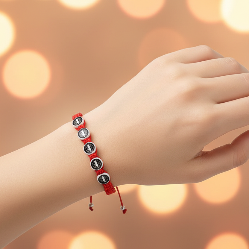 Handmade Woven San Benito Bracelet Set – Adjustable Red & Black Cord Saint Benedict Medal Protection Bracelets (RB09)
