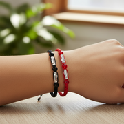 St. Jude Protection Bracelet Pack (12 Pcs) – Handmade Red & Black Cord Amulet – Religious Faith Jewelry (RB10)