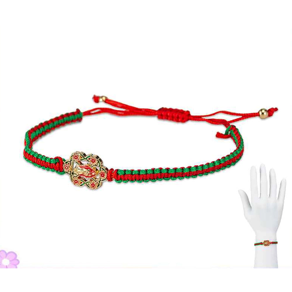 Our Lady of Guadalupe Red and Green Braided String Bracelet – Adjustable Virgin Mary Charm Protection Jewelry, 12-Piece Pack (RB20)