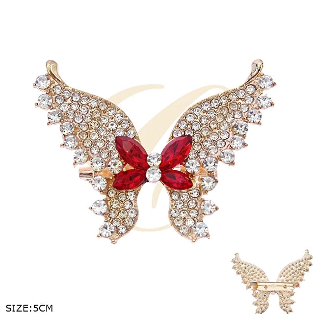 Exquisite Crystal Butterfly Brooch Pin – Rhinestone Gemstone Fashion Accessory (RBC-0142R9)