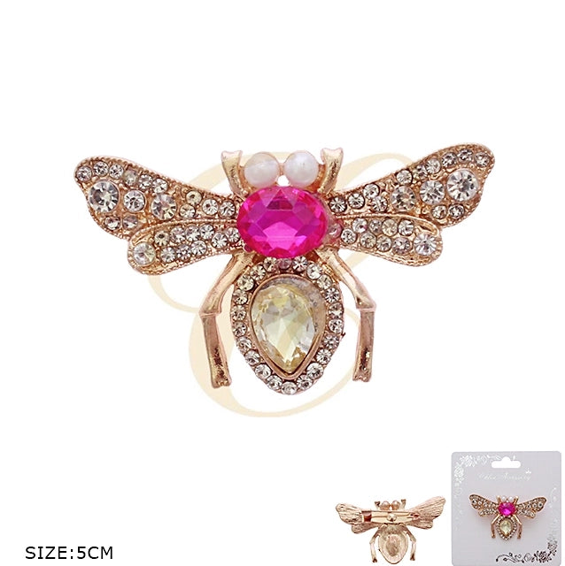 Elegant Sparkling Bee Brooch Crystal Inset Fashion Accessory (RBC-0189R)