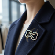 Sparkly Rhinestone Bow Brooch Pin for Women – Elegant Crystal Bowknot Fashion Badge Accessory for Wedding, Party, and Clothes Decoration (RBC-0249GS)