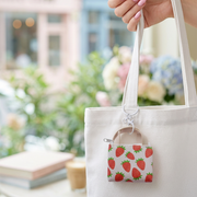 Mini Strawberry Printed Handbag Coin Purse Keychain 7x6cm | Cute PU Leather Zippered Bag Charm Pouch Assortment (12 Pack Bulk) RBG-0768R