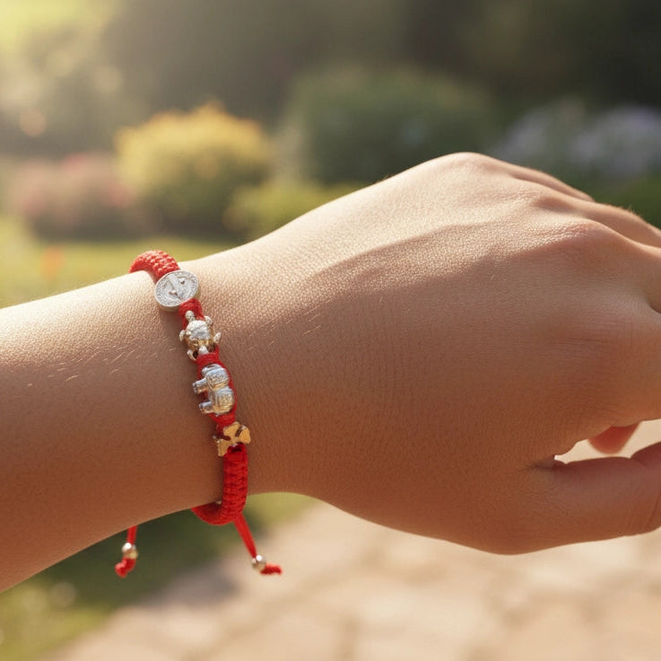 Red String Good Luck Charm Bracelet Set (12-Pack) - Adjustable