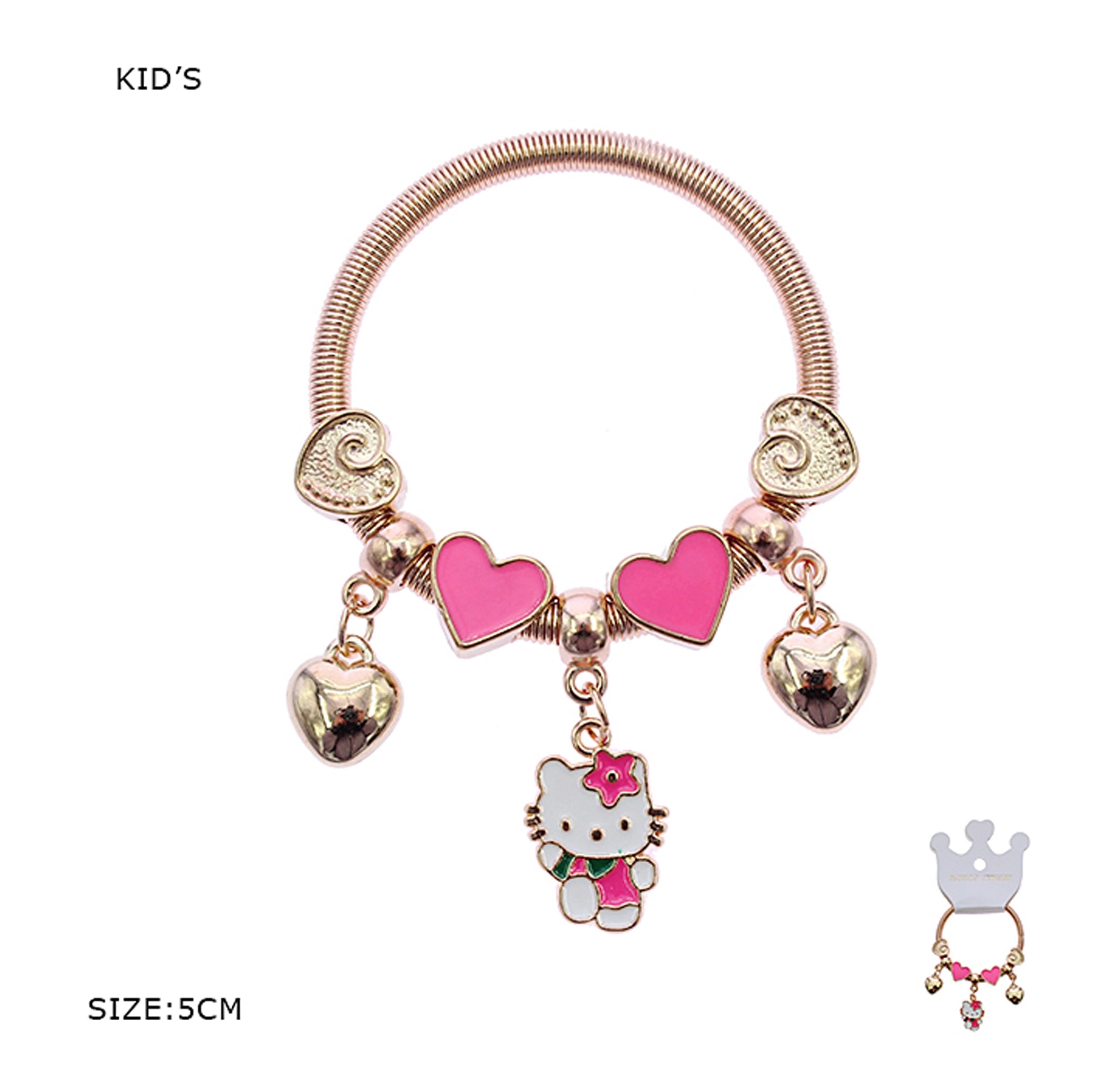 Kids' Hello Kitty Inspired Heart Charm Bracelet (RBT-1491R6)