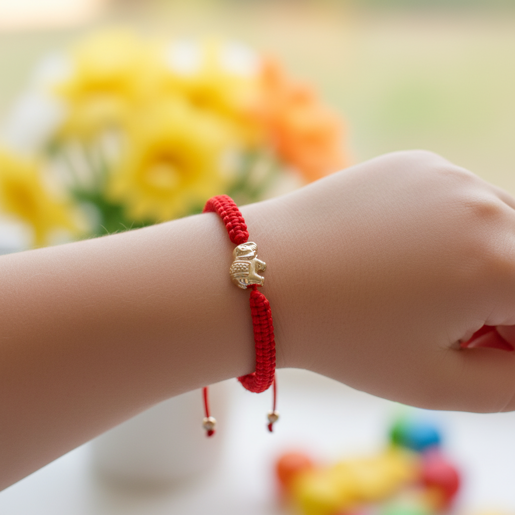 Kids Red String Bracelet with Elephant Charm - Adjustable Lucky Protection Amulet (Pack of 12) | Evil Eye Mal de Ojo Protection Jewelry for Children (RBT-1568)