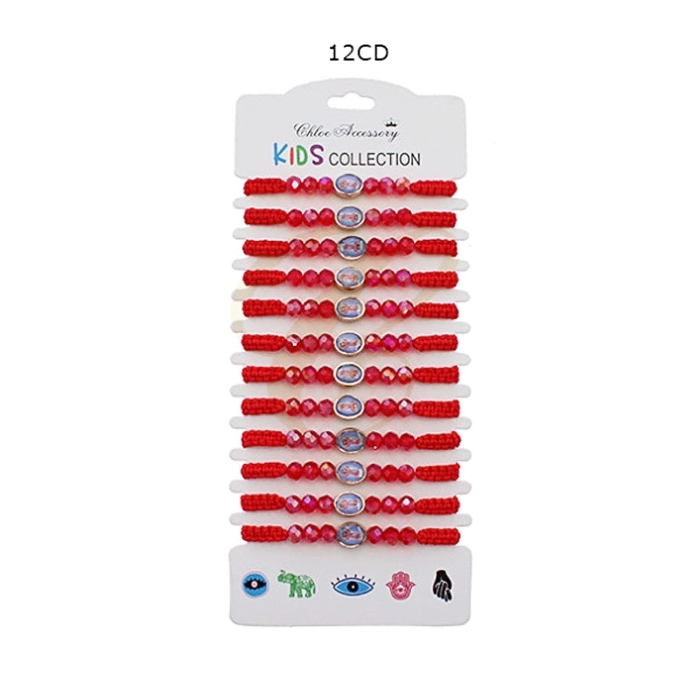 Kids' Red String Protection Bracelet Set (12-Pack) - Adjustable