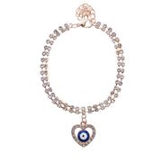 Fashion Rhinestone Evil Eye Heart Charm Bracelet