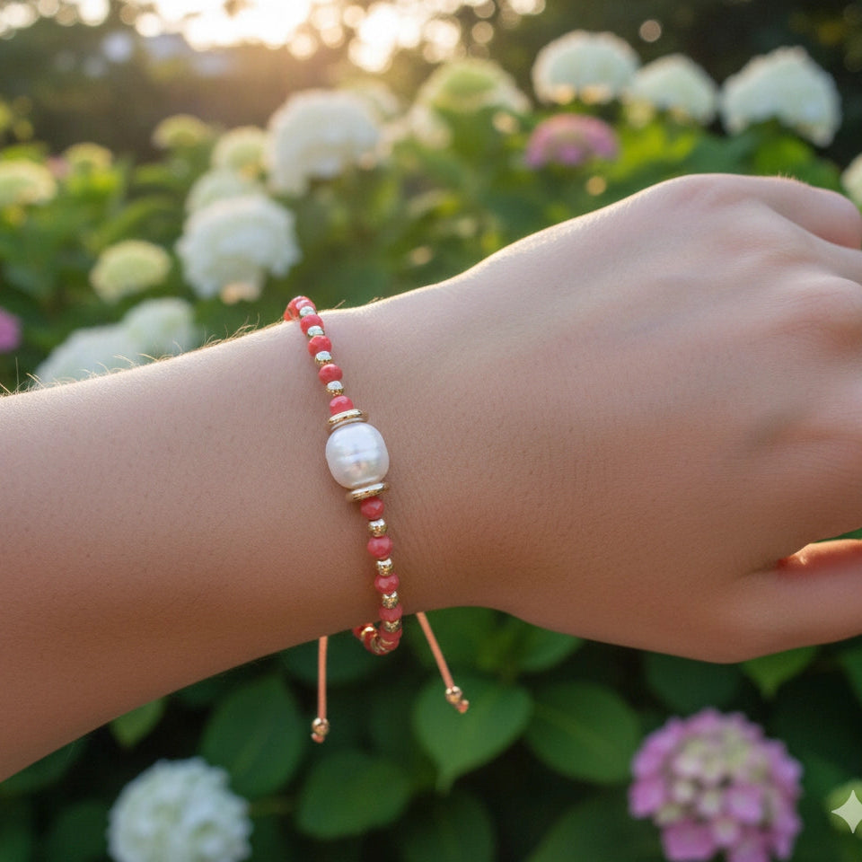 Pearl & Crystal Bead Bracelet Set (12-Pack) - Adjustable & Stackable