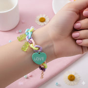 Pastel Gummy Bear and Heart Charm Bracelet
