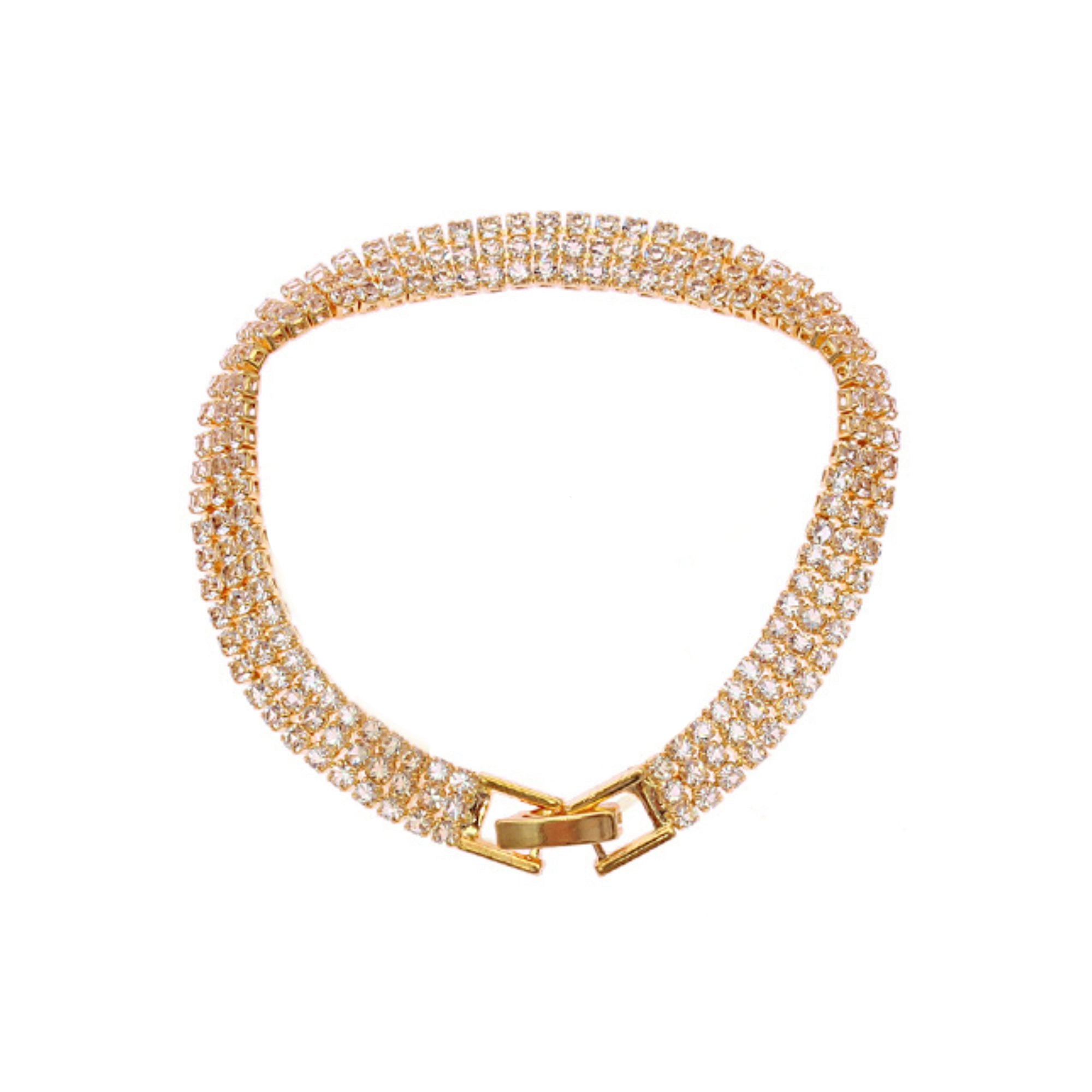 Double-Row Rhinestone Tennis Bracelet in Gold/Silver Tone