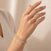 Double-Row Rhinestone Tennis Bracelet in Gold/Silver Tone