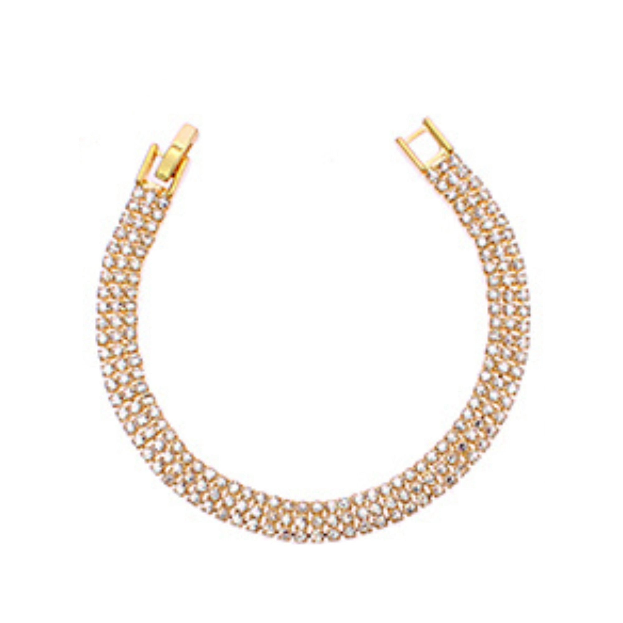 Double-Row Rhinestone Tennis Bracelet in Gold/Silver Tone