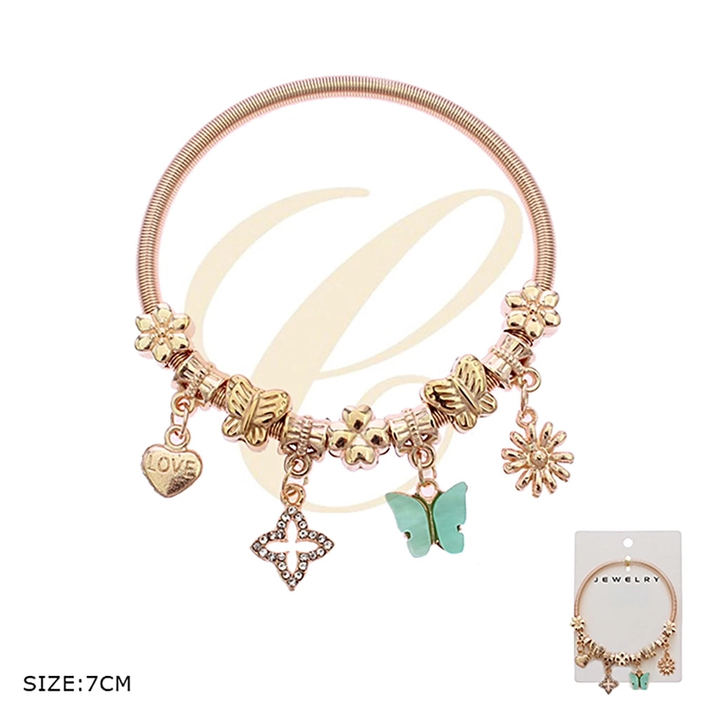 Butterfly & Floral Charm Bracelet (RBT-1832R)