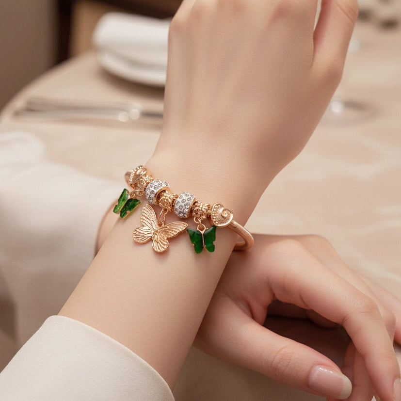 Whimsical Butterfly Charm Bangle