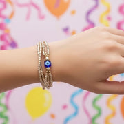 Evil Eye Seed Bead Bracelet Set (12-Pack) - Multistrand Protection Jewelry