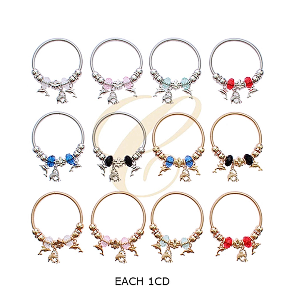 Ocean Dolphin Charm Bracelet - Gold and Silver Tone (RBT-2050R6)