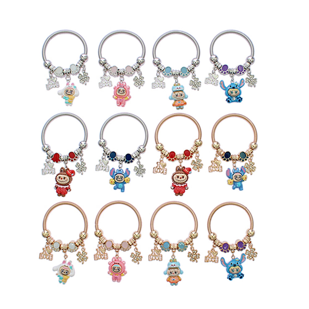 "I Love" Little Monster Character Charm Bangle