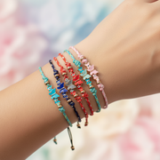 12pc Butterfly Evil Eye Charm Bracelet Set – Adjustable Braided Cord Protection Jewelry for Women & Girls (RBT-2223R)