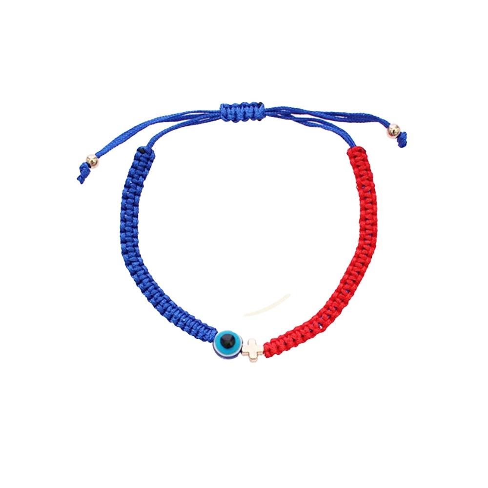 Duo-Tone Protection Bracelet with Evil Eye & Cross Charm