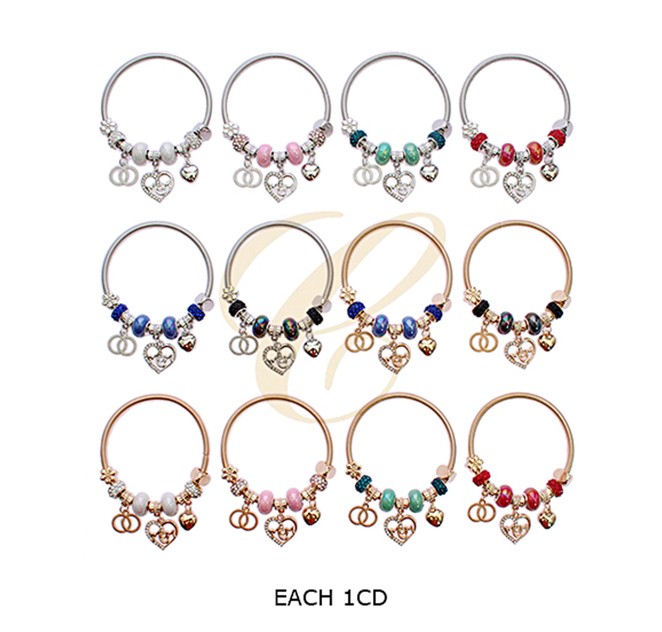 Exquisite "MOM" Heart Charm Stretch Bracelet (RBT-2330R6)