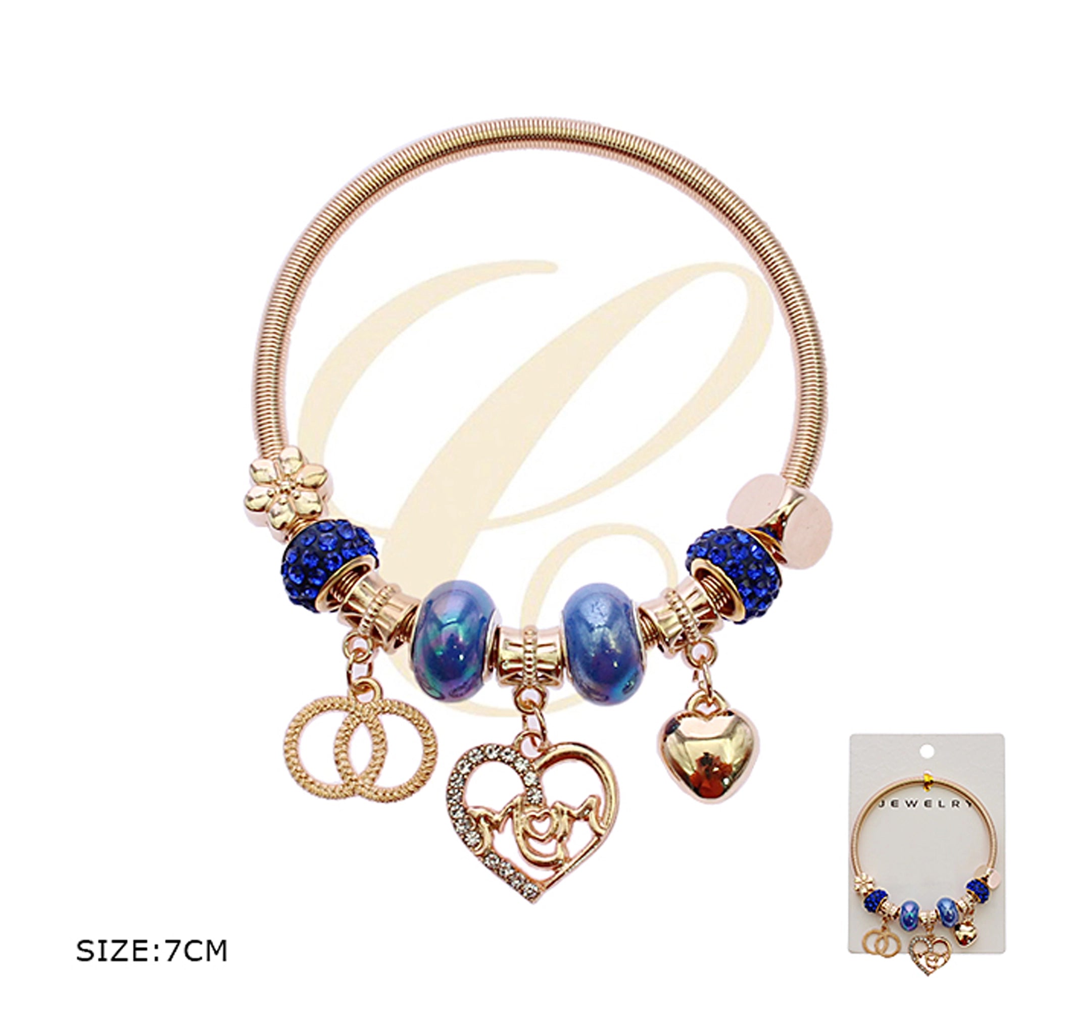 Exquisite "MOM" Heart Charm Stretch Bracelet (RBT-2330R6)